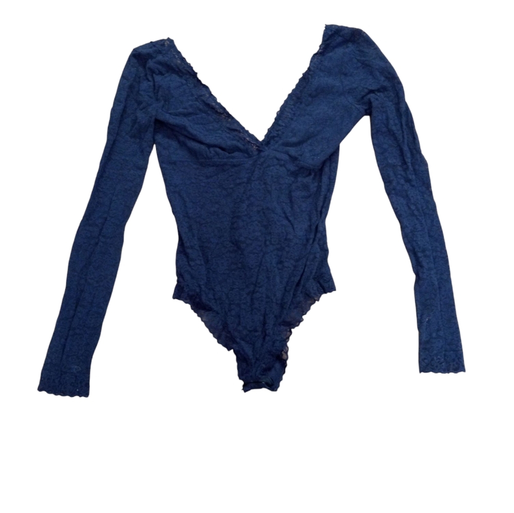 Navy Long Sleeve Lace Bodysuit Aerie Size M